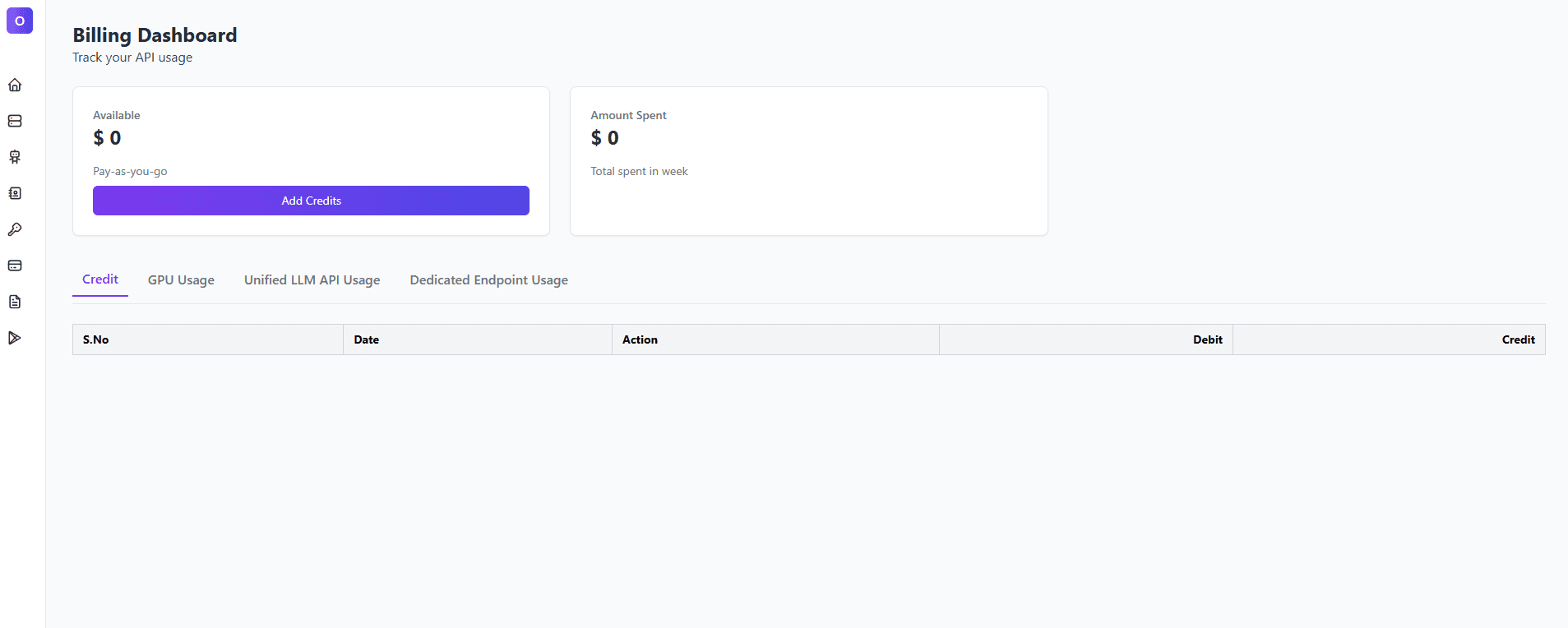 Billing Add Credit Screenshot